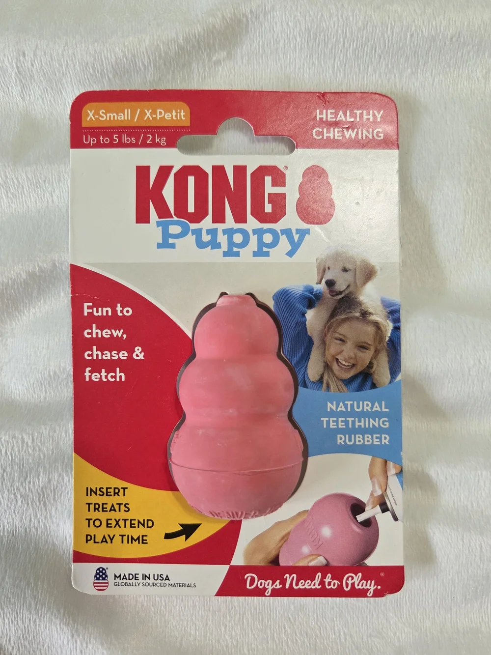 NWT XS KONG Puppy Pink Rubber Chew Toy For Dogs Up To 5 Pounds